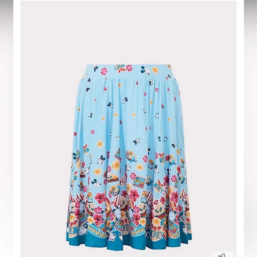 Disney Retro Mickey & Minnie  Blue Aloha Midi Swing Skirt size 4/26